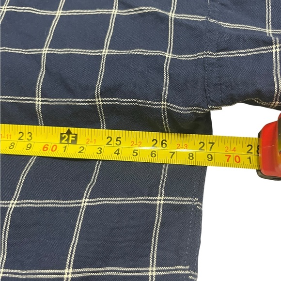 Madewell Navy Checkered Short Sleeve Button Down Shirt Sz L - Picture 3 of 7